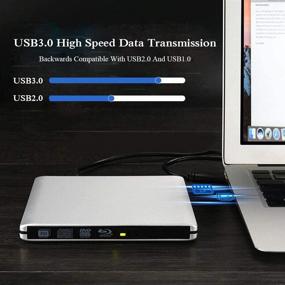 img 3 attached to 📀 High-Speed External DVD CD Blu-ray Drive USB3.0 BD 3D Player - Portable & Compatible with PC Laptops/Desktops (Silver)