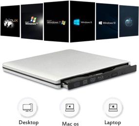 img 2 attached to 📀 High-Speed External DVD CD Blu-ray Drive USB3.0 BD 3D Player - Portable & Compatible with PC Laptops/Desktops (Silver)