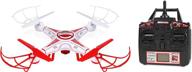 striker-x hd camera drone: high-quality picture/video rc quadcopter with 2.4ghz remote control, red/white, 12 x 12 x 2.75 inches logo