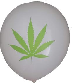 img 1 attached to 25 Pack of 12-Inch Latex Party Balloons featuring Marijuana Leaves