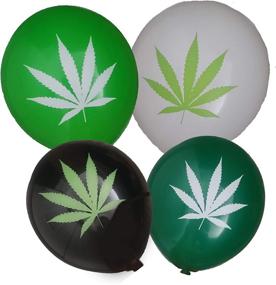 img 4 attached to 25 Pack of 12-Inch Latex Party Balloons featuring Marijuana Leaves