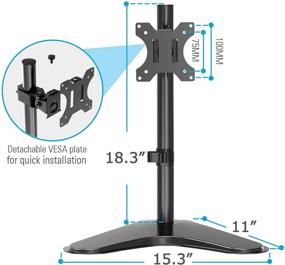 img 3 attached to Улучшите свое рабочее пространство с одноэкранным кронштейном от MOUNTUP: напольное крепление для рабочего стола VESA для компьютерных экранов от 13 до 32 дюймов с регулировкой высоты, поворотом, наклоном и вращением - VESA 75x75 100x100 MU0023