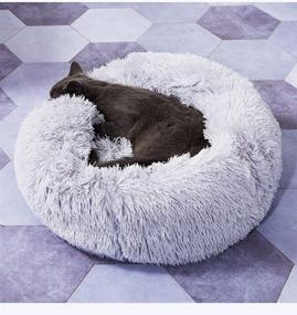 img 2 attached to OYANTEN Fluffy Self-Warming Calming Donut Cat Bed - Removable Cover, Machine Washable, Perfect for Indoor Cats