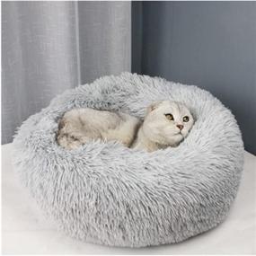 img 4 attached to OYANTEN Fluffy Self-Warming Calming Donut Cat Bed - Removable Cover, Machine Washable, Perfect for Indoor Cats