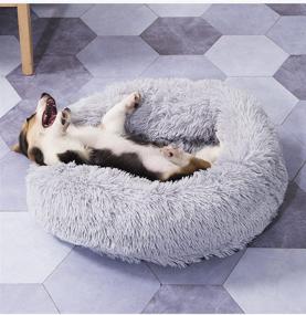 img 3 attached to OYANTEN Fluffy Self-Warming Calming Donut Cat Bed - Removable Cover, Machine Washable, Perfect for Indoor Cats