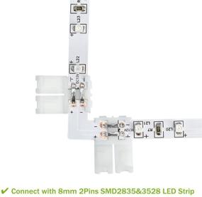 img 2 attached to 🔌 LightingWill 10pcs Pack L Shape Solderless Snap Down Connector for 8mm Wide 3528 2835 Single Color Flex LED Strips - Perfect for Right Angle Corner or 90 Degree Connection