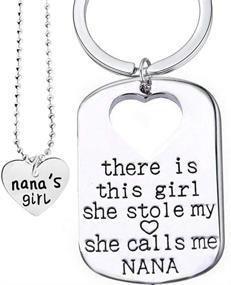 img 1 attached to 👵 Nana's Girl Keychain Set - Necklace and Keychain Gifts for Grandma by Luvalti