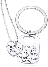 img 4 attached to 👵 Nana's Girl Keychain Set - Necklace and Keychain Gifts for Grandma by Luvalti