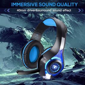 img 2 attached to 🎧 BlueFire 3.5mm PS4 Gaming Headset with Mic, LED Lights - Compatible with Playstation 4, Xbox One, Laptop, Computer (Blue)