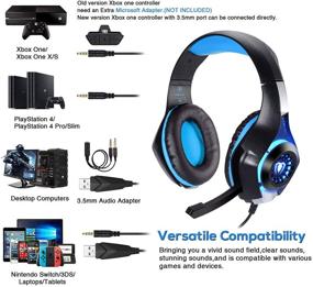 img 3 attached to 🎧 BlueFire 3.5mm PS4 Gaming Headset with Mic, LED Lights - Compatible with Playstation 4, Xbox One, Laptop, Computer (Blue)