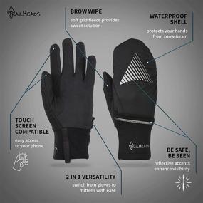 img 3 attached to 🧤 TrailHeads Men's Convertible Touchscreen Running Gloves - Waterproof Mittens with Reflective Shells