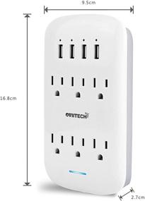 img 3 attached to 🔌 Oviitech 6 Outlet Extender with 4 USB Charging Ports & Phone Holder – Wall Mount Surge Protector (900 Joules), ETL Listed, White