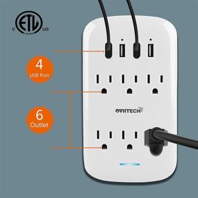 img 2 attached to 🔌 Oviitech 6 Outlet Extender with 4 USB Charging Ports & Phone Holder – Wall Mount Surge Protector (900 Joules), ETL Listed, White