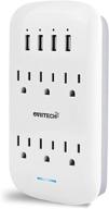 🔌 oviitech 6 outlet extender with 4 usb charging ports & phone holder – wall mount surge protector (900 joules), etl listed, white logo