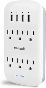 img 4 attached to 🔌 Oviitech 6 Outlet Extender with 4 USB Charging Ports & Phone Holder – Wall Mount Surge Protector (900 Joules), ETL Listed, White