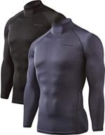 🧥 devops men's thermal mock neck shirts, compression long sleeve tops 2-pack logo