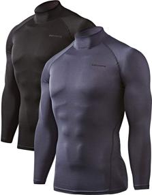 img 4 attached to 🧥 DEVOPS Men's Thermal Mock Neck Shirts, Compression Long Sleeve Tops 2-Pack