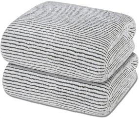 img 4 attached to 🚿 Soft Stripe Microfiber Bath Towel: Ultra-absorbent, Luxuriously Plush & Versatile for Hotel, Gym, Sports, Travel - 2 Pack (55" x 29")