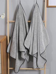 img 3 attached to 🚿 Soft Stripe Microfiber Bath Towel: Ultra-absorbent, Luxuriously Plush & Versatile for Hotel, Gym, Sports, Travel - 2 Pack (55" x 29")