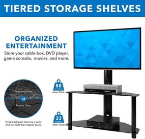 img 2 attached to 📺 Mount-It! TV Stand with Mount and Tempered Glass Shelves for Storage, Entertainment Center for 32-55 Inch Screens up to VESA 400x400, 88 lb Capacity, Black