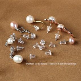 img 2 attached to Rubber Earring Backs, Secure Replacements for Heavy Earrings - Clear Safety Earring Back Stoppers for Girls, Women, Studs, Fish Hooks, Droop Types and Kids Earrings