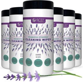 img 4 attached to 🌿 6 Pack Lavender Cleaning Wipes - 180 Count, Compostable & Probiotic-Powered, All-Natural, Multi-Purpose Cleaning Wipes by SCD Probiotics