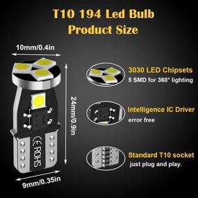 img 3 attached to 🚗 Лампы T10 194 LED для автомобиля - Обновите ваш автомобильный интерьер с помощью 192 светодиодных ламп в цвете 6000K белый - пакет из 12 штук