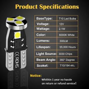 img 1 attached to 🚗 T10 194 LED Car Bulbs - Upgrade Your Car Interior with 192 LED Lights in 6000K White - 12pcs Pack