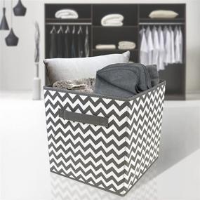 img 3 attached to 6 Pack Sorbus Foldable Storage Cube Basket Bin - Chevron Pattern in Gray