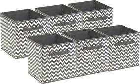 img 4 attached to 6 Pack Sorbus Foldable Storage Cube Basket Bin - Chevron Pattern in Gray
