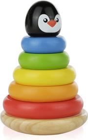 img 4 attached to Vibrant Rainbow Stacker 🌈 with an Adorable Penguin Twist