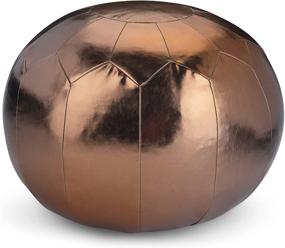 img 1 attached to 🛋️ Bronze Faux Leather Upholstered SIMPLIHOME Charlize Round Pouf: Stylish Footstool for Living Room, Bedroom, and Kids Room, Contemporary and Modern Design