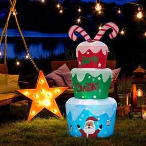 img 2 attached to 🎂 AJY 6-Foot Tall Merry Christmas Inflatable Happy Birthday Cake with Candy Cane - Ideal Indoor and Outdoor Yard Decoration