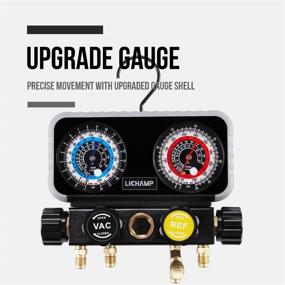 img 1 attached to 🌡️ Lichamp Automotive Gauge Set for R1234YF, R134A, and R404A Refrigerants - 4 Valve Manifold Gauge for Car Freon Charging and Evacuation