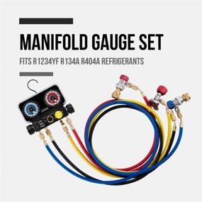 img 3 attached to 🌡️ Lichamp Automotive Gauge Set for R1234YF, R134A, and R404A Refrigerants - 4 Valve Manifold Gauge for Car Freon Charging and Evacuation