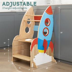 img 3 attached to 🚀 Max & Me Adorable Rocket Ship Toddler Kitchen Stool Helper: Safe & Adjustable Montessori Stool for Toddlers – Perfect for Learning and Baking!