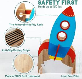 img 2 attached to 🚀 Max & Me Adorable Rocket Ship Toddler Kitchen Stool Helper: Safe & Adjustable Montessori Stool for Toddlers – Perfect for Learning and Baking!