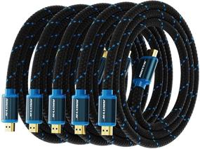 img 4 attached to 🔌 5 пакетов 12-футовых HDMI-кабелей - 4K Ultra HD, плетеный нейлоном, высокоскоростной 18 Gbps, 4K@60 Гц HDR, 3D, 2160p, 1080p, HDCP 2.2, ARC - Идеальные HDMI-кабели для мониторов, HDTV.