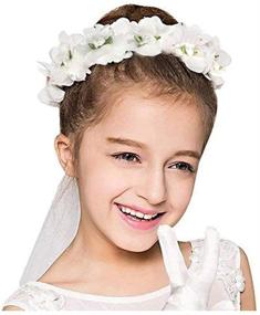 img 3 attached to 🌸 Delicate White Flower Girls Catholic First Communion Veil - Elegant Floral Wreath Wedding Veil