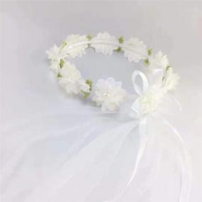 img 1 attached to 🌸 Delicate White Flower Girls Catholic First Communion Veil - Elegant Floral Wreath Wedding Veil