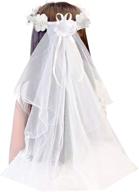 🌸 delicate white flower girls catholic first communion veil - elegant floral wreath wedding veil logo