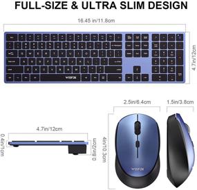 img 3 attached to 💻 Wireless Keyboard and Mouse Combo: WisFox 2.4G Full-Size Slim Thin Set for Windows, Computer, Desktop, PC, Laptop Mac - Black and Blue