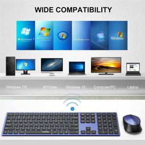 img 1 attached to 💻 Wireless Keyboard and Mouse Combo: WisFox 2.4G Full-Size Slim Thin Set for Windows, Computer, Desktop, PC, Laptop Mac - Black and Blue