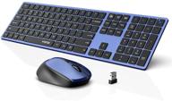 💻 wireless keyboard and mouse combo: wisfox 2.4g full-size slim thin set for windows, computer, desktop, pc, laptop mac - black and blue logo