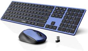 img 4 attached to 💻 Wireless Keyboard and Mouse Combo: WisFox 2.4G Full-Size Slim Thin Set for Windows, Computer, Desktop, PC, Laptop Mac - Black and Blue