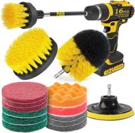 🧽 holikme 16-piece extended long attachment set - power drill brush kit for all-purpose cleaning on grout, floors, tub, shower, tiles, bathrooms, and kitchen surfaces (yellow) logo