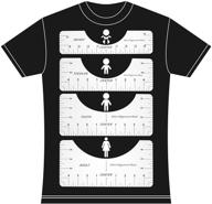 4-piece t-shirt ruler set for centering designs, vinyl alignment, and sublimation on shirts with size chart logo