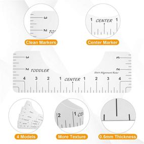 img 1 attached to 4-Piece T-Shirt Ruler Set for Centering Designs, Vinyl Alignment, and Sublimation on Shirts with Size Chart