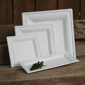 img 2 attached to 🍽️ Eco-Products, Inc. Renewable & Compostable Square Sugarcane Plates, 8-inch Dinner Plate, Case of 500 (EP-P022), White, Square 8" Plate