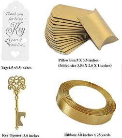 img 1 attached to 🔑 Vintage Key Bottle Openers - Set of 50; Wedding Favor Souvenir Gift for Guests incl. Escort Card, Thank You Tag, Pillow Box, and Satin Ribbon (Gold)